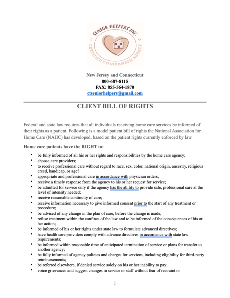 NJ Client Bill of Rights